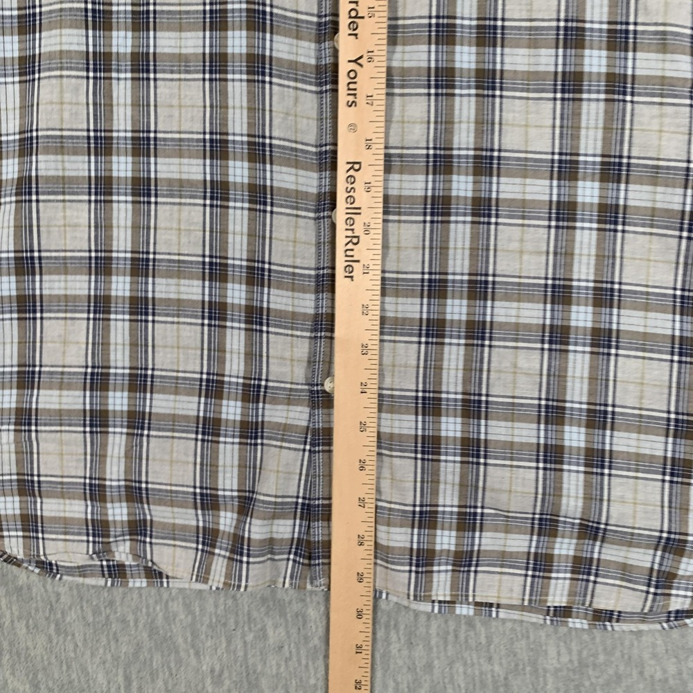 Banana Republic Shirt Mens XL Gray Plaid Camden Fit Short Sleeve Button Front - Picture 7 of 10